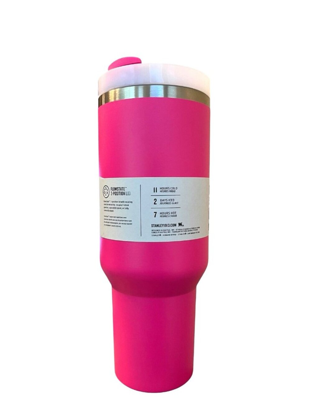 STANLEY Quencher H2.0 FlowState 40 Oz Tumbler Barbie Pink Fuscia Lid Straw New - Picture 2 of 5